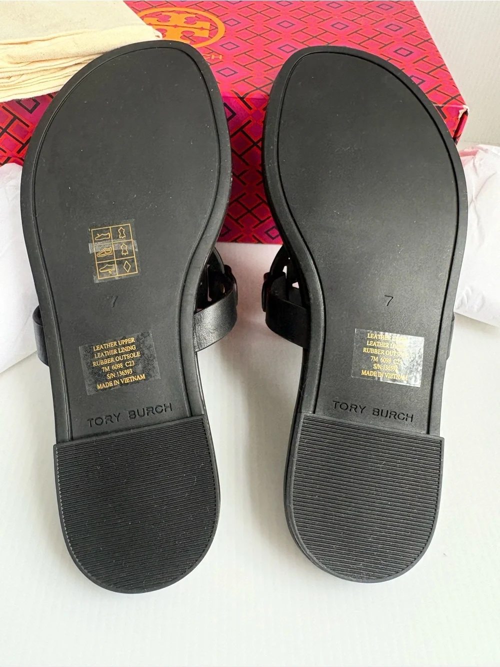 Tory Burch Miller Sandal Size7 M  Perfect Black /Gold Hardware New